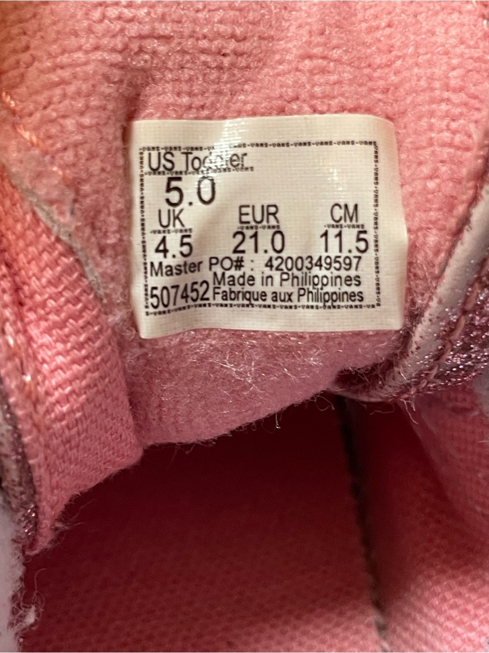 Vans Sk8-Hi Zip Sneakers Toddler Size: 5 Glitter Pink with Whale Print - Picture 4 of 4